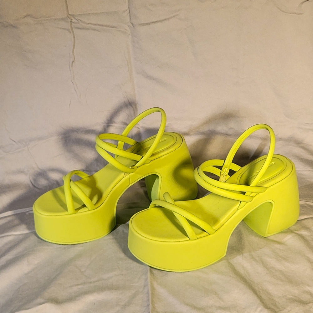 Charles & Keith Chartreuse Platform Heels